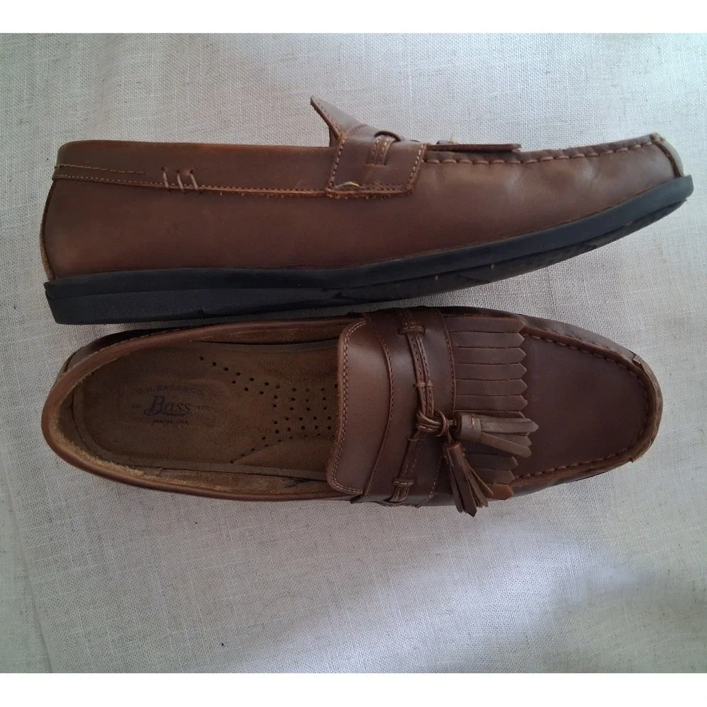 GH Bass Miguel Mens Brown Leather Kiltie Tassel Loafers Shoes 10.5M